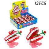 PROLOSO 12 Pack Wind up Toys Chattering Babbling Teeth Rose Clockwork Playset