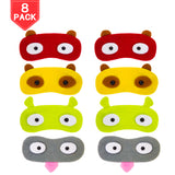 8 Pack Sleep Masks Cartoon Blindfold Eyepatch Eyeshade with Elastic Strap Big Eye Nap Cover 4 Colors