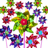 PROLOSO 100PCS Metallic Pinwheels for Kids Party Favors DIY Lawn Windmill Set Colorful Pinwheels for Yard and Garden