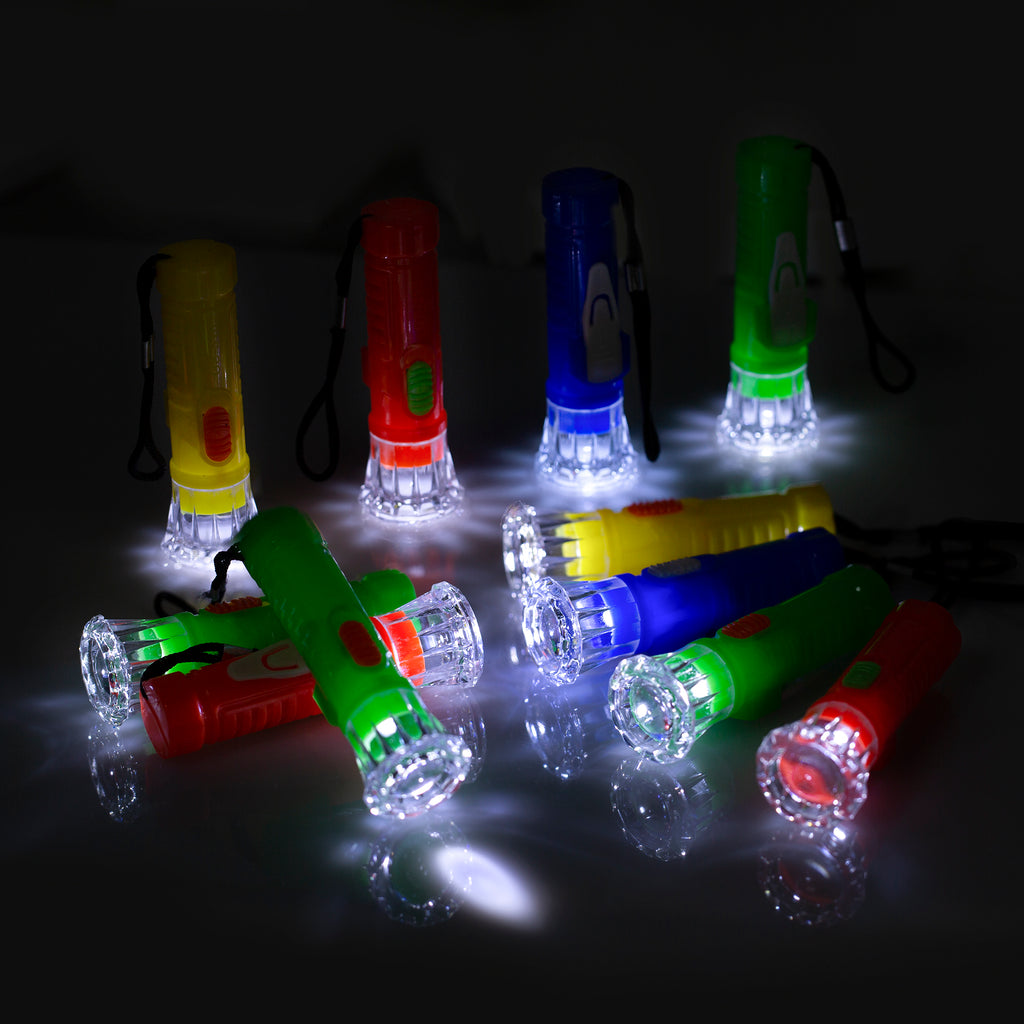 PROLOSO 50PCS Small Flashlights with Lanyard Miniature Handheld Torch for Kids Hiking Camping Glow in The Dark Party Favors Class Prizes Christmas Stocking Stuffers