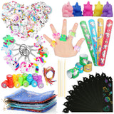 PROLOSO 180Pcs Girls Birthday Party Favors Supply Set Lovely Stampers Rings Keychains Stickers Toys for Kids Goodie Bag Pinata Fillers Student Class Prizes