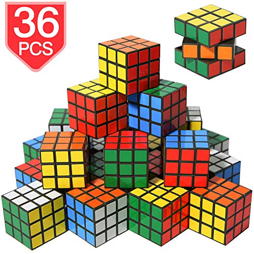 PROLOSO Mini Cubes Party Puzzle Toys 3x3x3 Magic Speed Cube with Vivid Colors Party Favor School Supplies Puzzle Game Set of 36