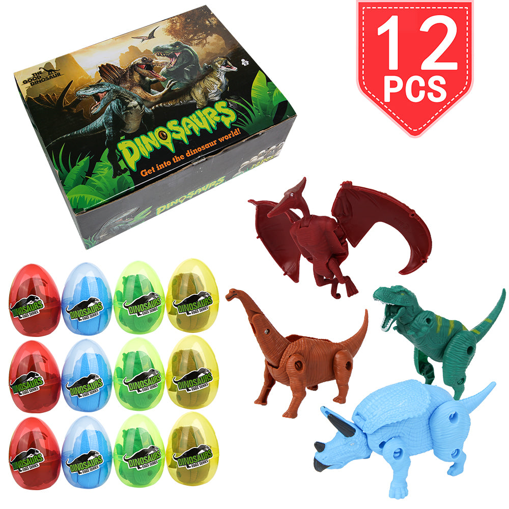 PROLOSO 12 Psc Building Blocks Bricks Dinosaur Toys Dino Toy Easter Eggs Stocking Stuffers Kids Prize