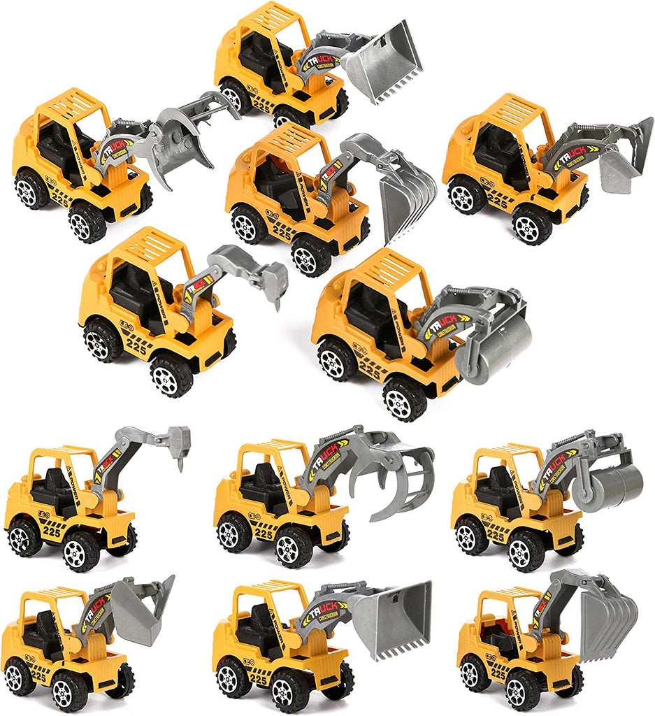 PROLOSO Construction Vehicles Playset Kids Toy Car Set Diecast Vehicles Mini Plastic Excavator Bulldozer Party Favors 12 Pcs