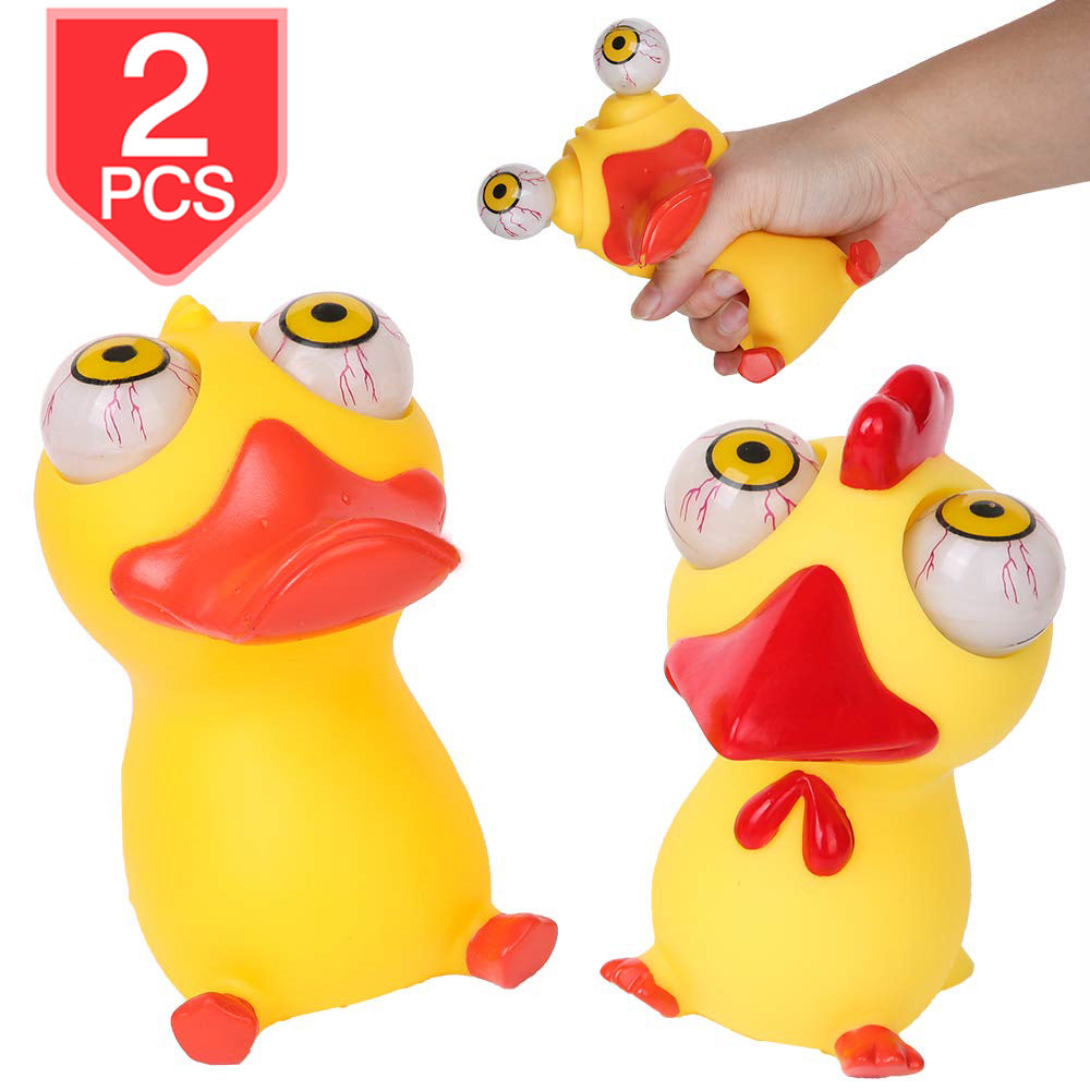 PROLOSO Eye Popping Duck Chicken Poppin Peepers Fidget Squishy Toys for Stress Relief Anxiety Reduction 2 Pcs