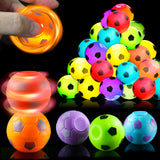 PROLOSO 15PCS Mini Lighting Up Soccer Spinning Tops Glowing in The Dark Stress Fidget Ball Toys Kids Class Prizes Birthday Return Gift Party Supply Favors