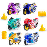 PROLOSO 6 Pack Push & Go Vehicles Friction Powered Speed Toy Inertia Motorcycle Race Motor