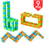 PROLOSO 9 Pcs Wacky Tracks Snap and Click Finger Fidget Toys Sensory Gadget Snake Puzzle