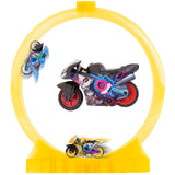 PROLOSO Push & Go Inertia Vehicles Friction Powered Toy Cars Spin- Go Racing Motorcycles with Track for kids (Set A)