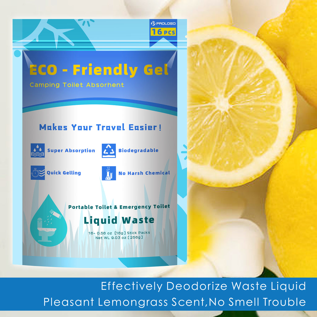 Pooping Powder PROLOSO Liquid Waste Gelling and Deodorizing Poop Powder Gel Porta Pot