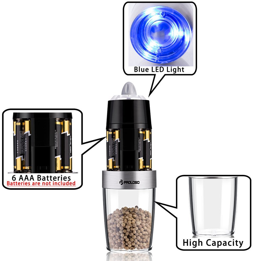 PROLOSO Gravity Electric Salt Pepper Grinder - Automatic Grinding, Ant
