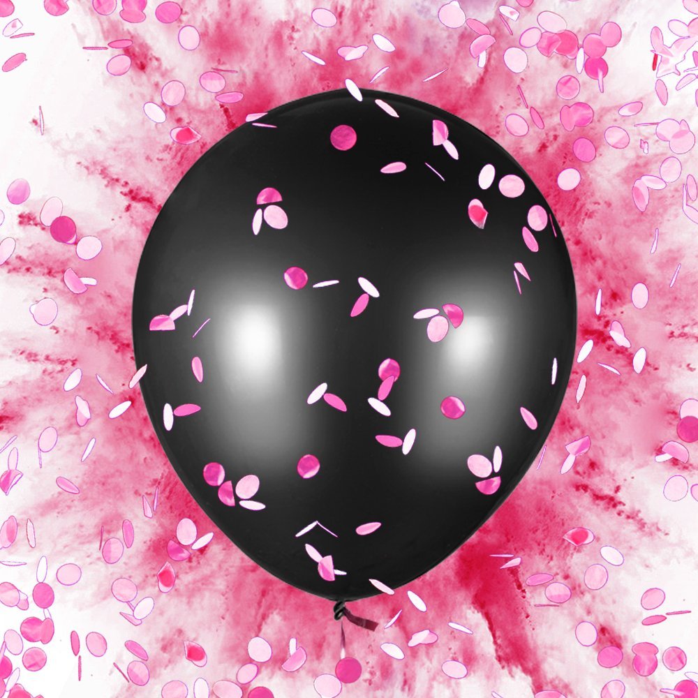 Disfore Thickened Gender Reveal Balloon - 2pcs Gender Reveal Confetti  Balloons with Pink and Blue Confetti – 36 Inch Black Gender Reveal Balloons