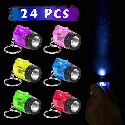 The Twiddlers - 24 Mini Torch Flashlight Keychains - Assorted Colours,  Ideal as Party Bag Fillers for Kids