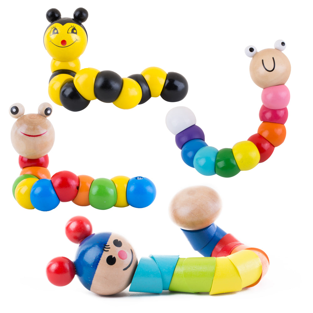 PROLOSO 9 Pack Animal Transformer Fidget Toys Twistable Wooden Worms f