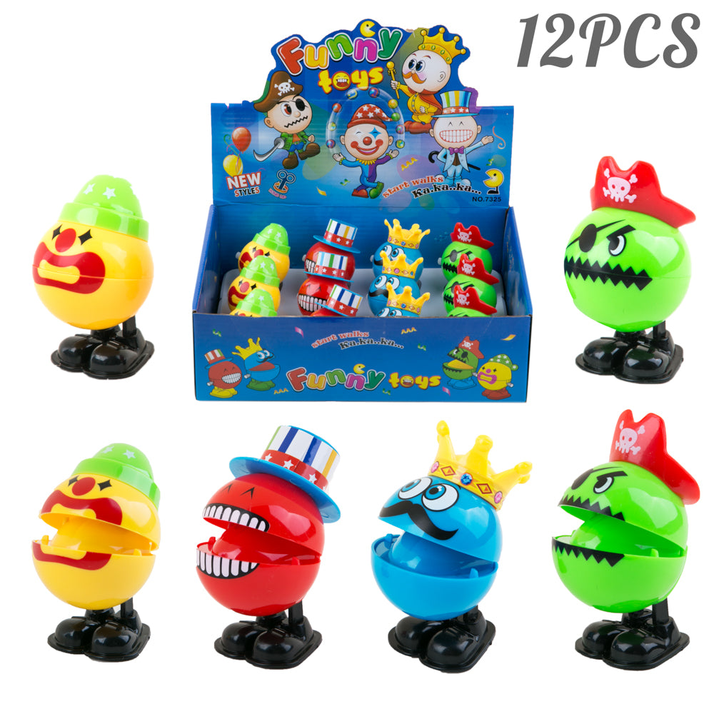 PROLOSO 12 Pack Wind up Toys Clockwork King Clown Magician Pirate Hopping Chattering Playset