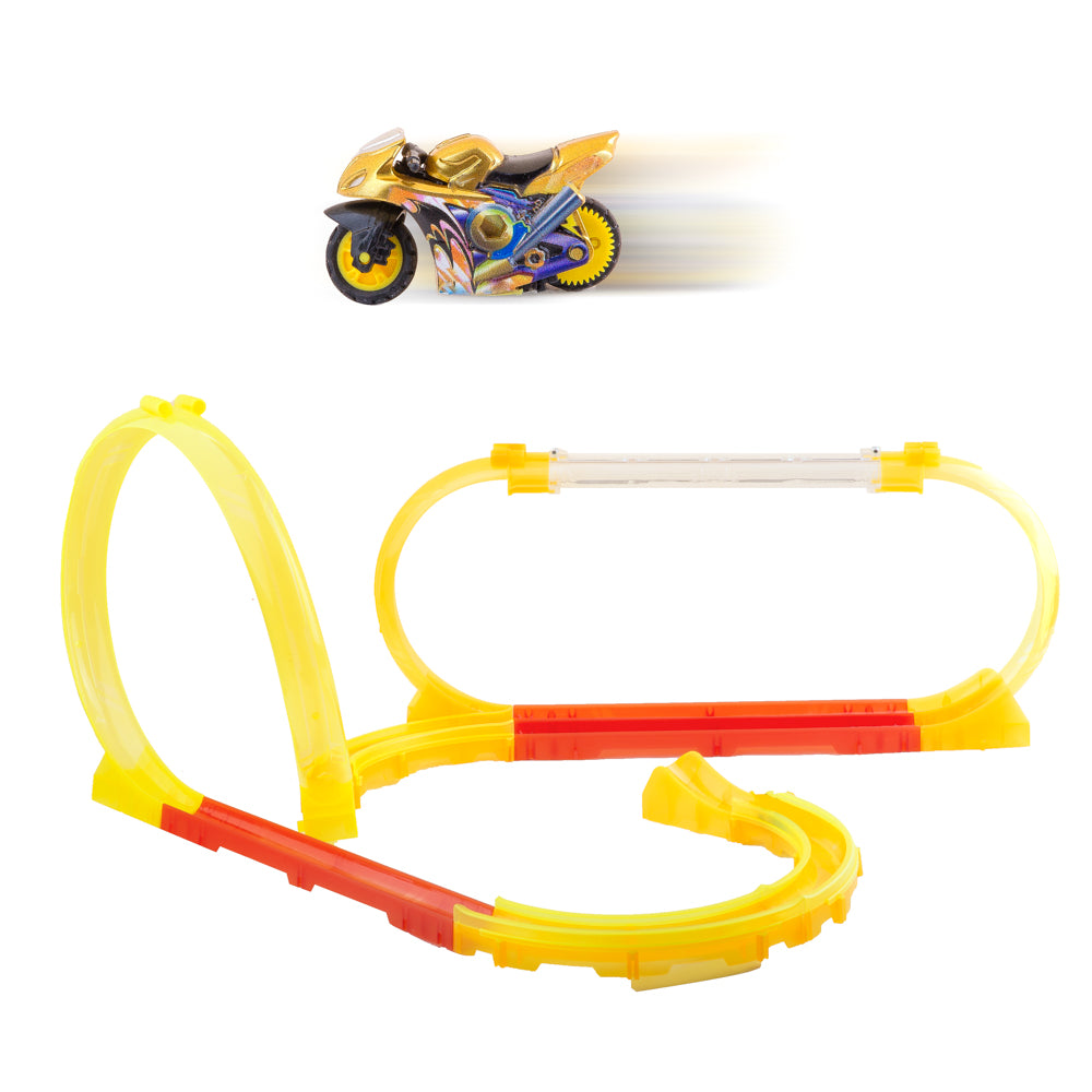 PROLOSO Friction Powered Toy Push and Go Cars Inertia Vehicles with Tracks
