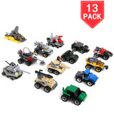 PROLOSO Building Blocks Set Military Vehicles Construction Racing Car Models Toy 13 Sets