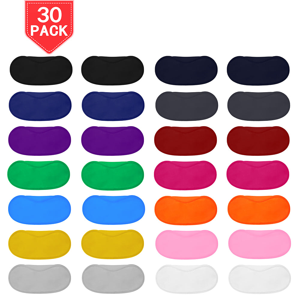 PROLOSO 30 Pack Sleep Masks Blindfold Eyepatch Eyeshade Cover with Nose Pad and Elastic Straps 15 Colors