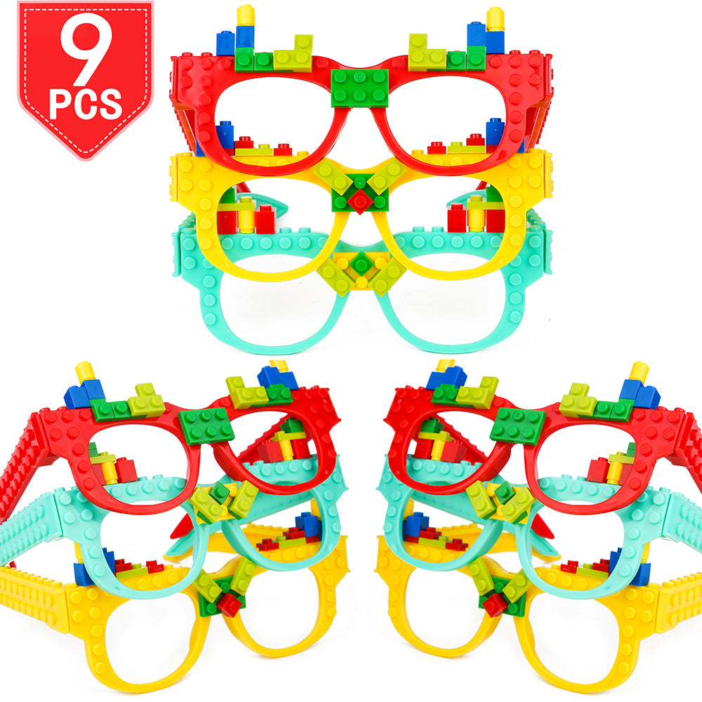 PROLOSO Building Block Brick Glasses DIY Toys Pack of 9