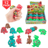 PROLOSO 12 Pack Squishy Toys Squeeze Fidget Mesh Dinosaur Release Stresses Water Beads