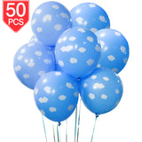 PROLOSO Blue Clouds Latex Balloons for Baby Shower Birthday Party Ceremony Decorations 50 Pcs