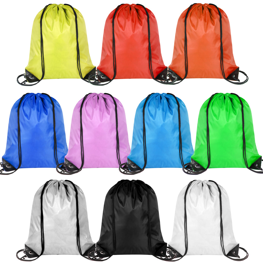 PROLOSO Drawstring Bags Bulk Sports Gym Backpack Pull String Bags Cinch Tote Sacks for Traveling Storage 10 Pcs