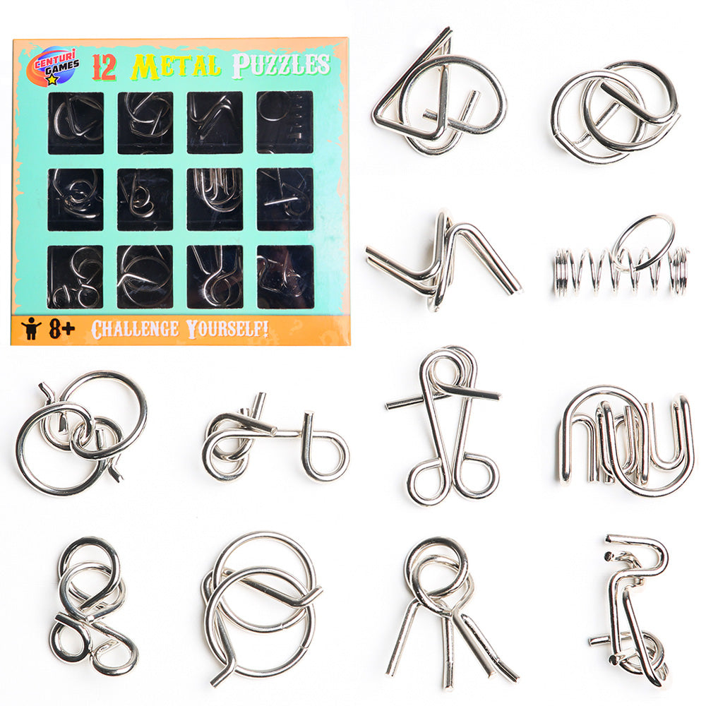PROLOSO 12 Pcs Brain Teasers for Kids Adults Metal Wire Puzzle Disenta