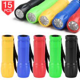 PROLOSO Small Mini Flashlight Assorted with Lanyard for Kids Light Up Toy Party Favors Pack (15 pcs)