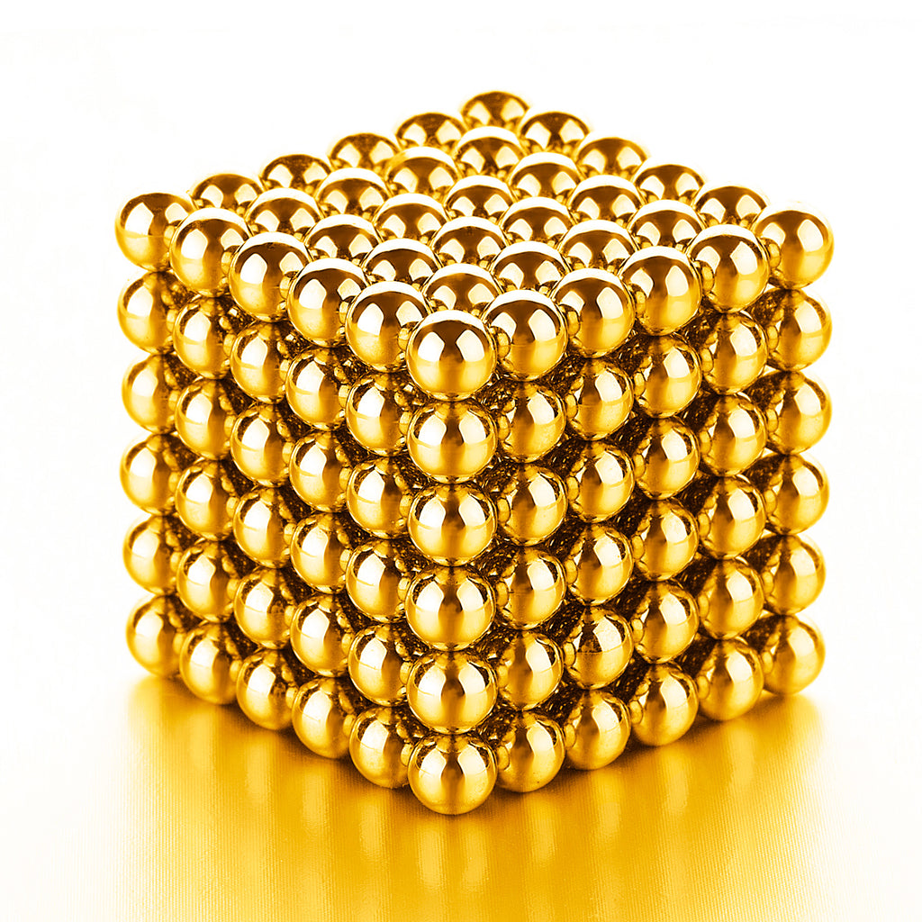 PROLOSO Buckyballs Magnetic Ball Sculpture Toys for Intelligence  Development and Stress Relief (5MM Set of 216 Balls), Gold/Sliver